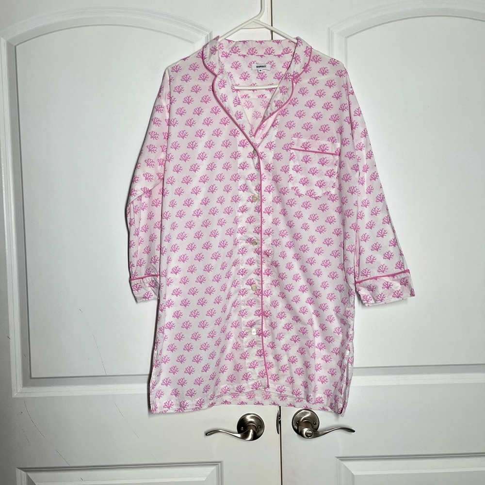 Marigot pink coral print sleep shirt size S